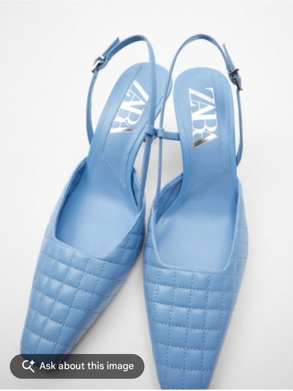 Zara Blue Flats with Quilted Design